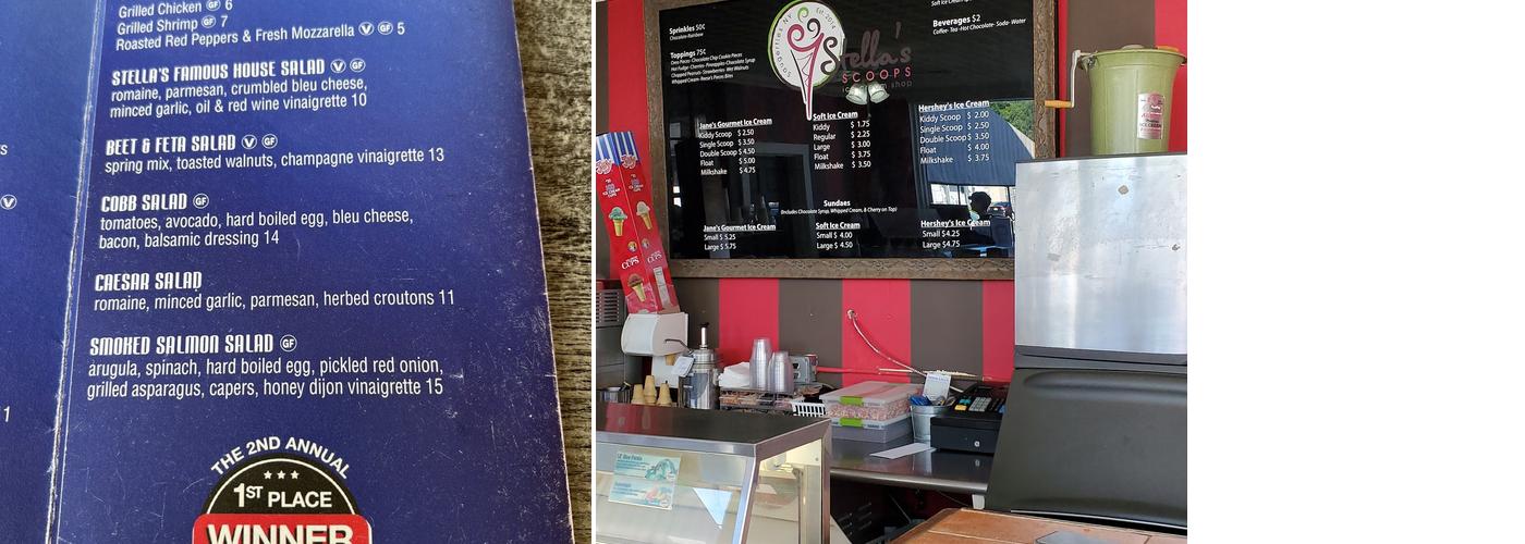 Stella's Scoops Menu
