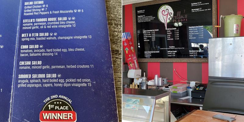 Stella's Scoops Menu