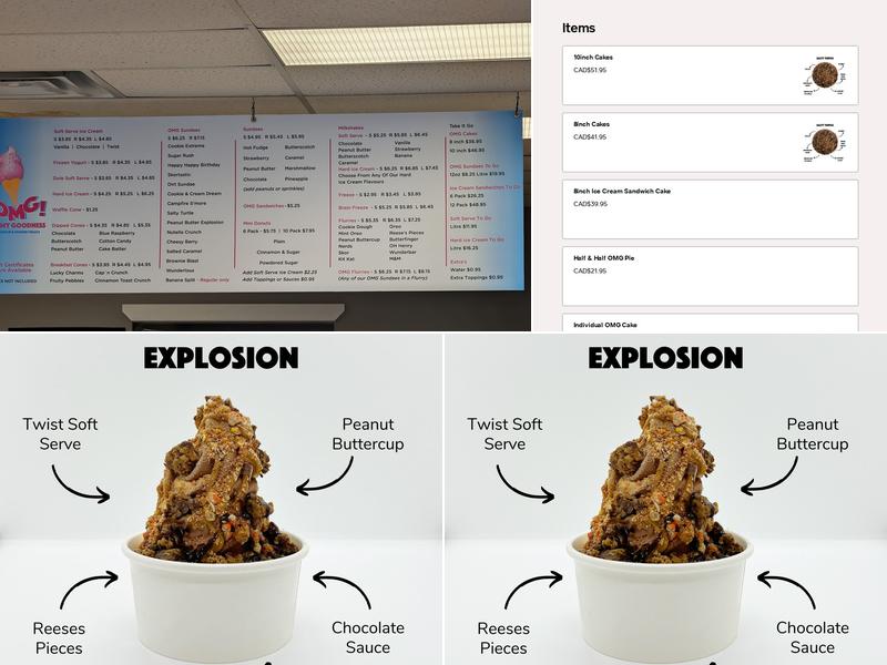 OMG Ice Cream & Frozen Treats Menu