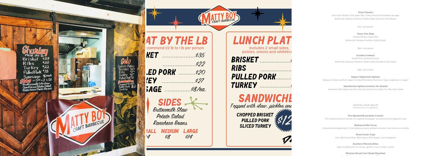 Matty Boy Barbecue Menu