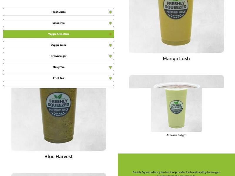 Freshly Squeezed Menu