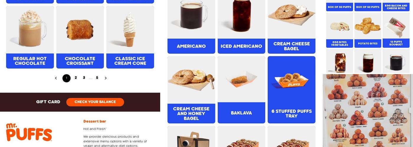 Mr. Puffs Menu