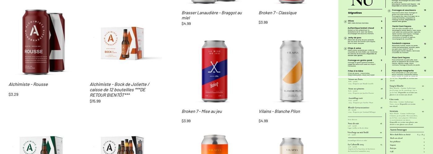 Alchimiste Microbrasserie (Alchimiste - Microbrasserie / Brasser Lanaudière) Menu