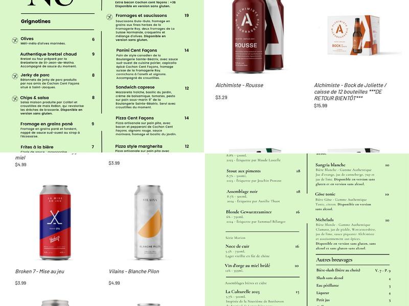 Alchimiste Microbrasserie (Alchimiste - Microbrasserie / Brasser Lanaudière) Menu