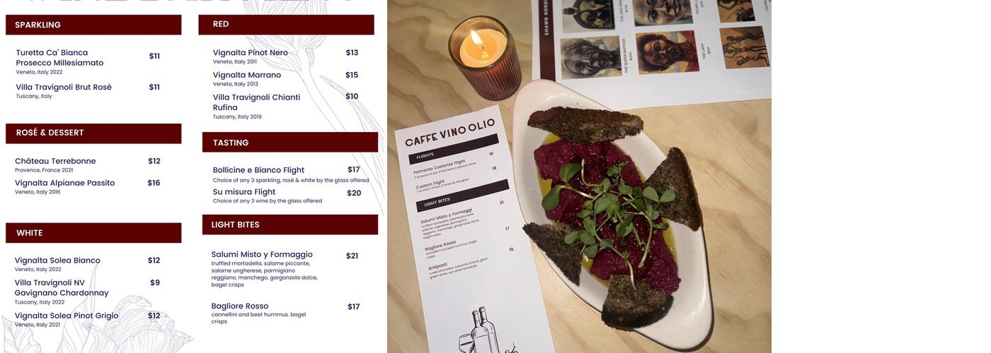 Caffe Vino Olio Menu