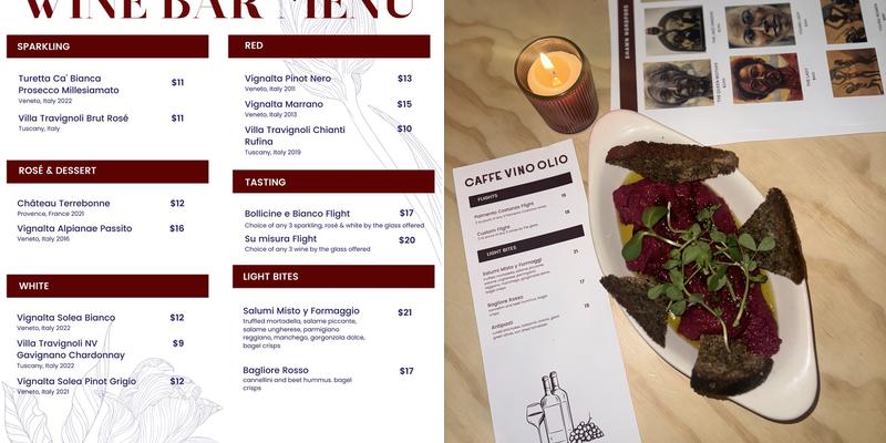 Caffe Vino Olio Menu