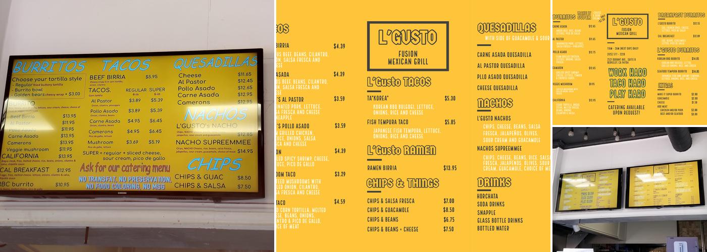 L'Gusto Mex Fusion Menu
