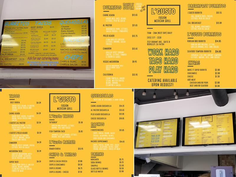 L'Gusto Mex Fusion Menu