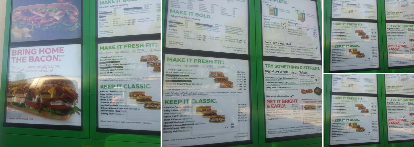 Subway Menu