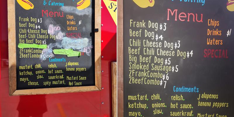 BLU MTN... STEAM'N DOGS & CATERING Menu