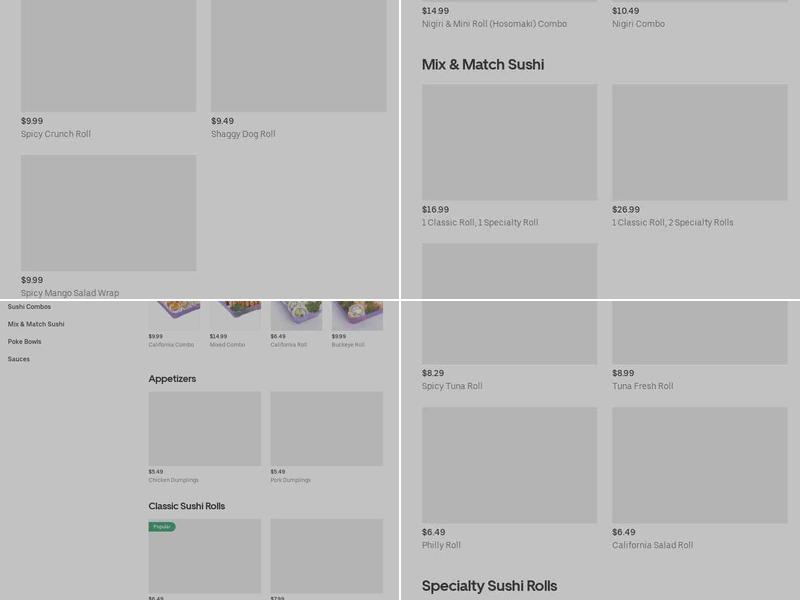 SNOWFOX Sushi Menu