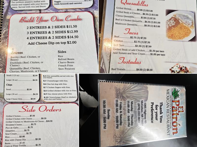 EL PATRON Mexican Restaurant Menu