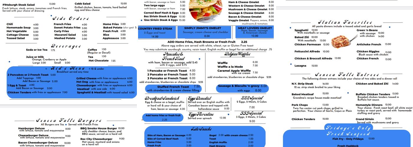 SIMPLY JIMMY'S FAMILY RESTAURANT Menu