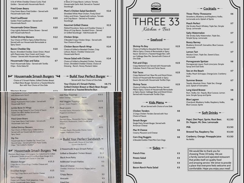 Three 33 Menu