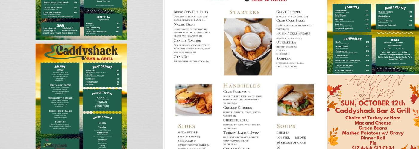 Caddyshack Bar and Grill Menu