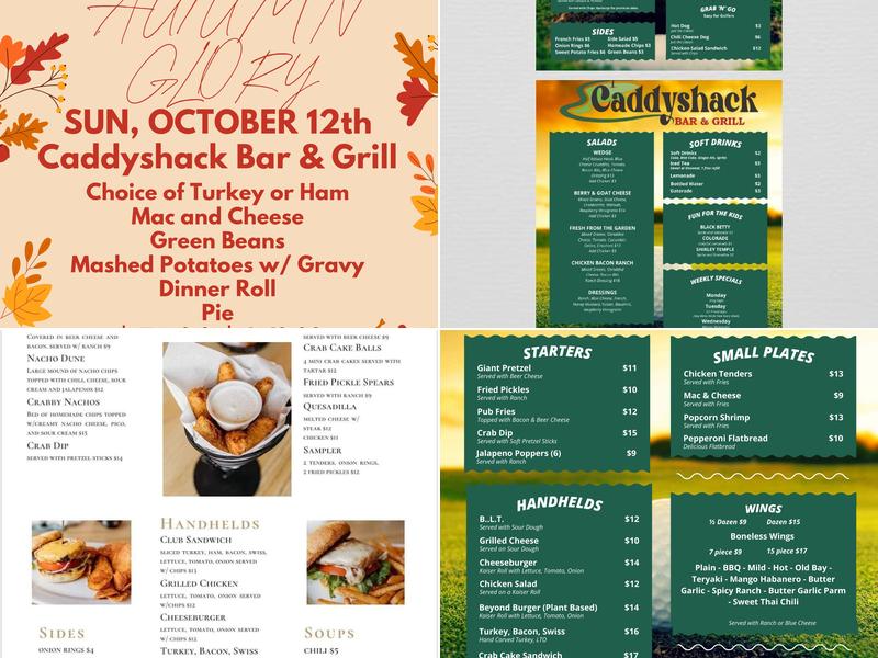 Caddyshack Bar and Grill Menu