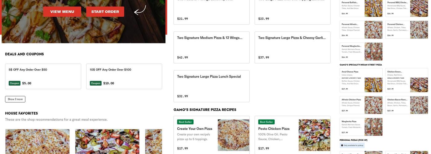 Gamo's Pizza- Lynn Haven Menu