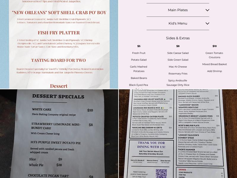 Lula and Sadie’s Menu