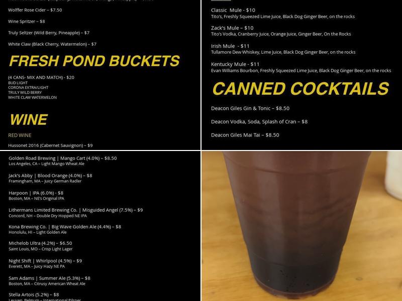 Fresh Pond Beer Garden Menu