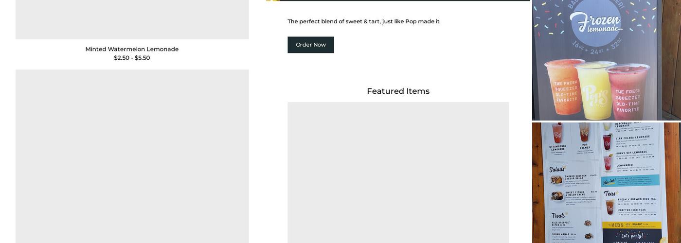 Pop's Lemonade Company Menu