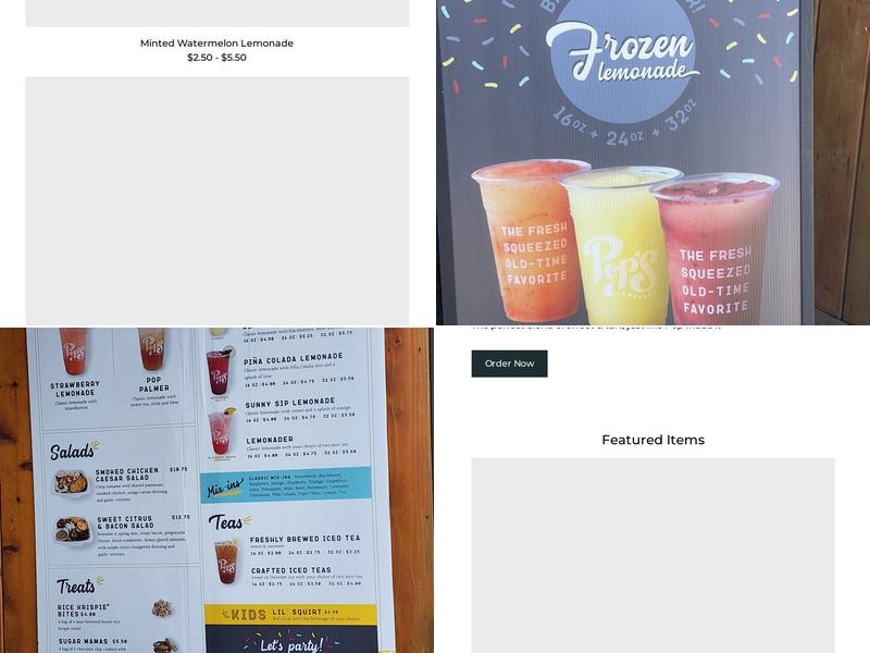 Pop's Lemonade Company Menu