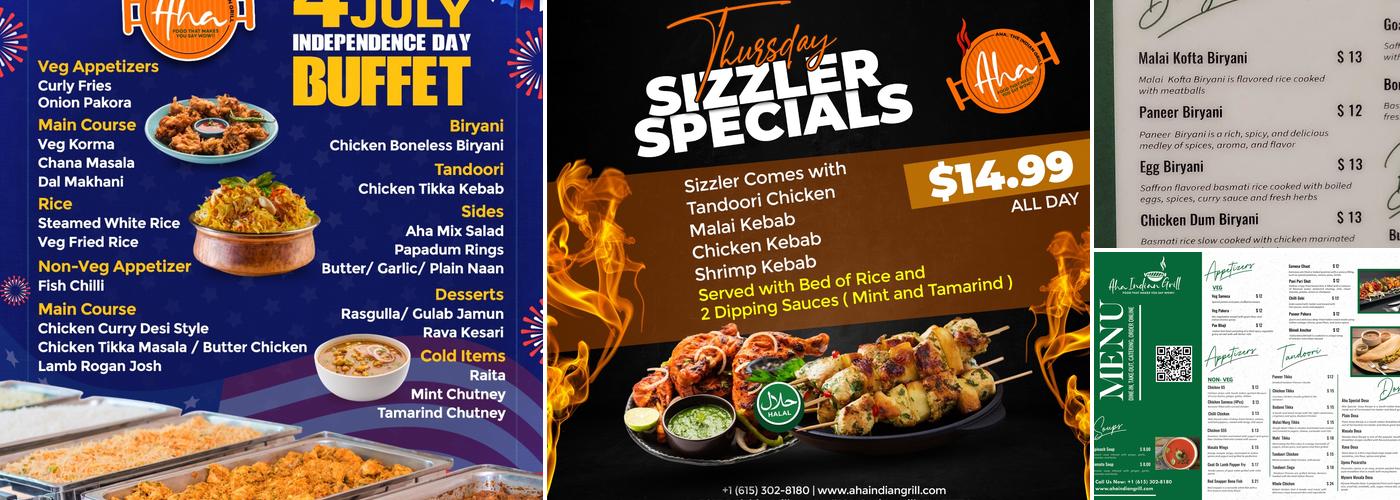 Aha Indian Grill - Spring Hill Menu