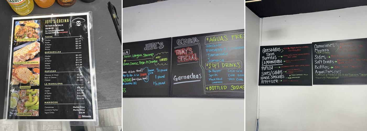 Jefe's Cocina Menu