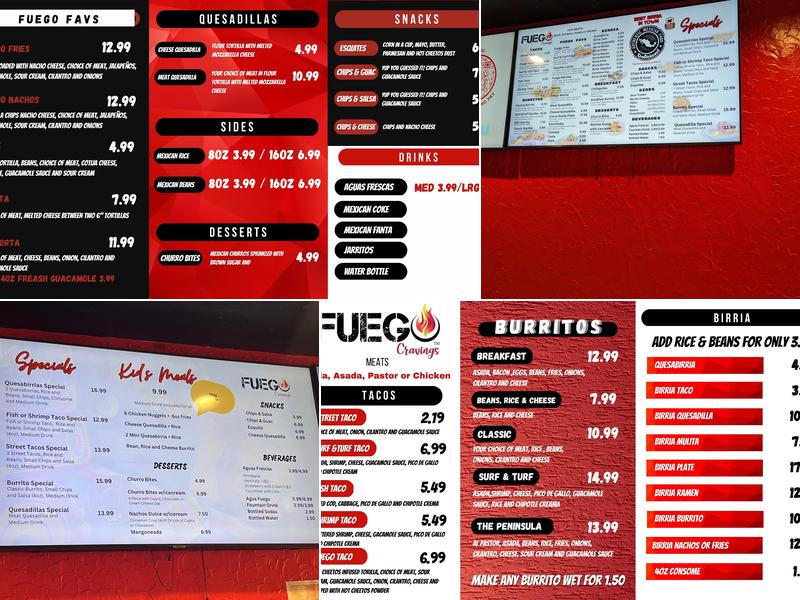 Fuego Cravings - Covina Menu