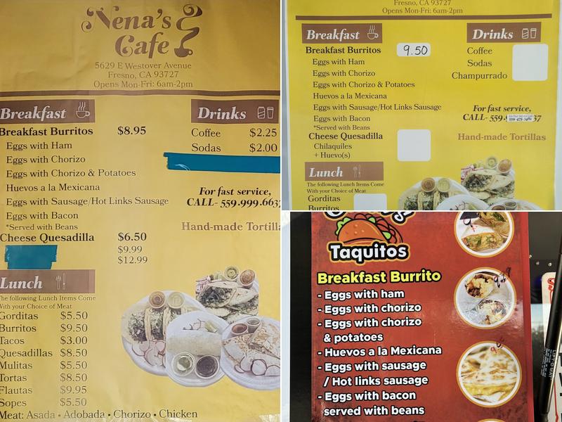 Nena's Cafe Menu