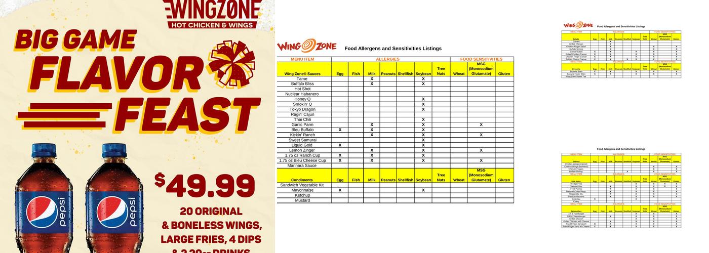 Wing Zone Menu