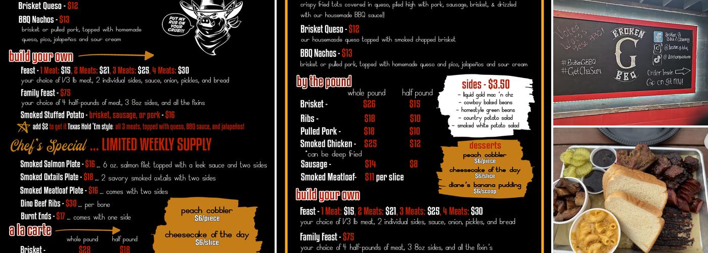 Broken G BBQ Menu