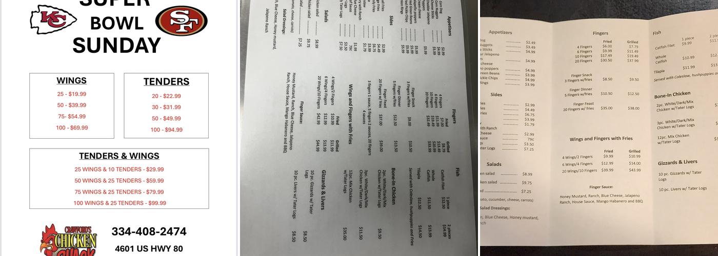 Crawford Chicken Shack Menu