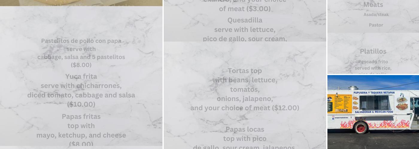 PUPUSERIA Y TAQUERIA METAPAN Menu