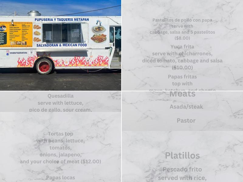 PUPUSERIA Y TAQUERIA METAPAN Menu