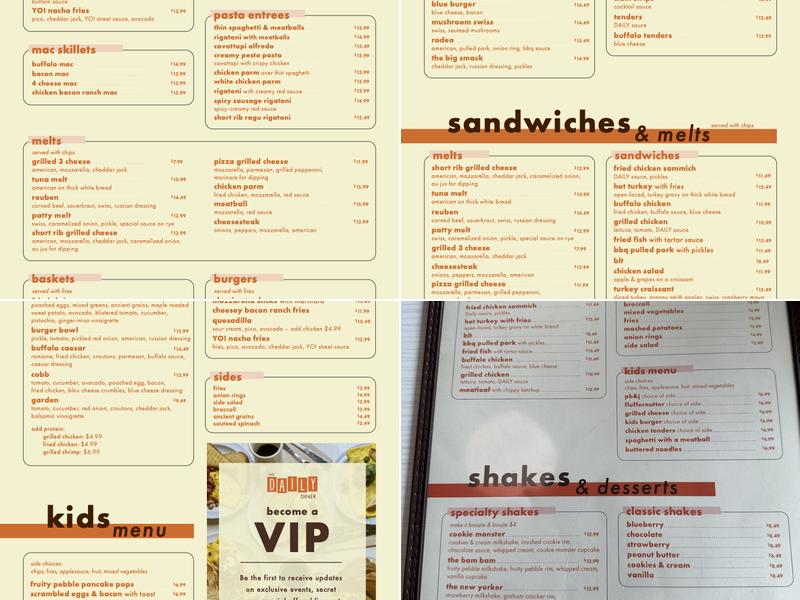 The Daily Diner Menu