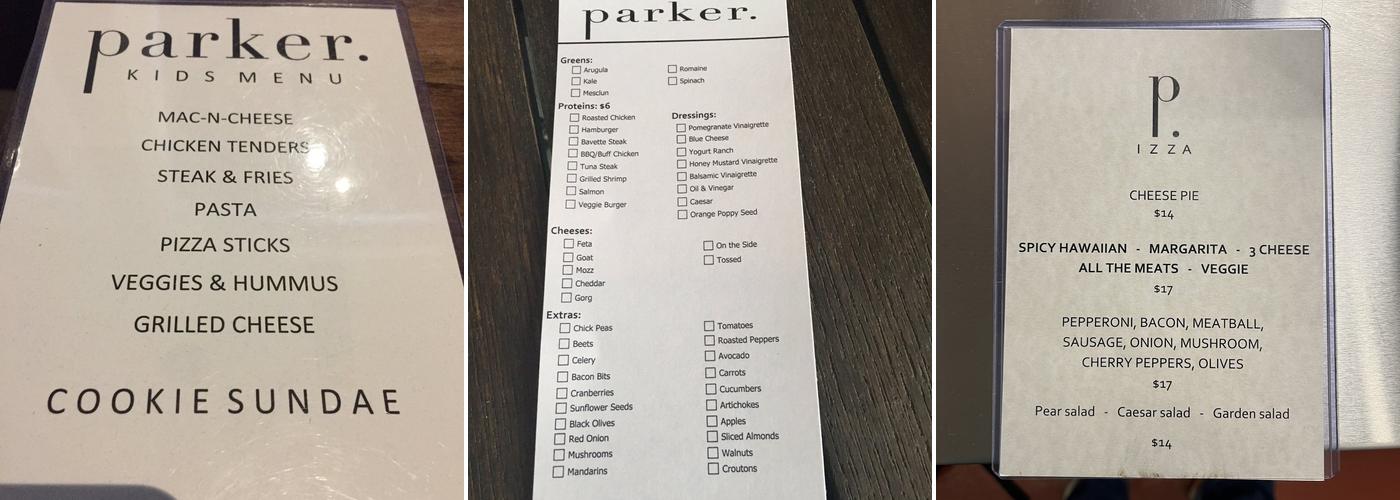 parker. Pizza (p. izza) Menu