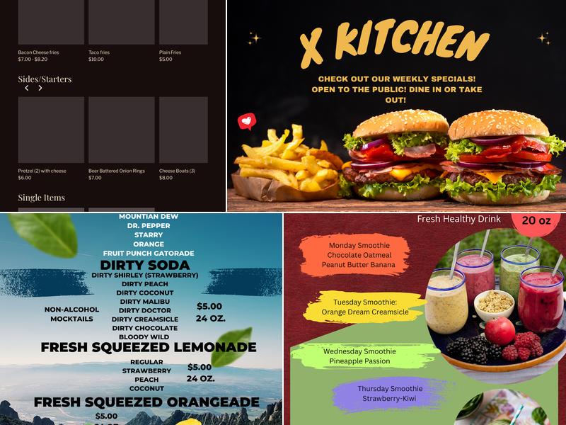 X Kitchen Menu