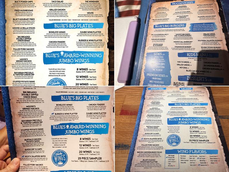 Blue Moose Burgers & Wings Menu