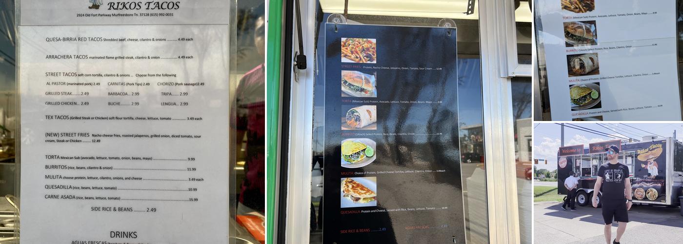 Rikos Tacos Menu