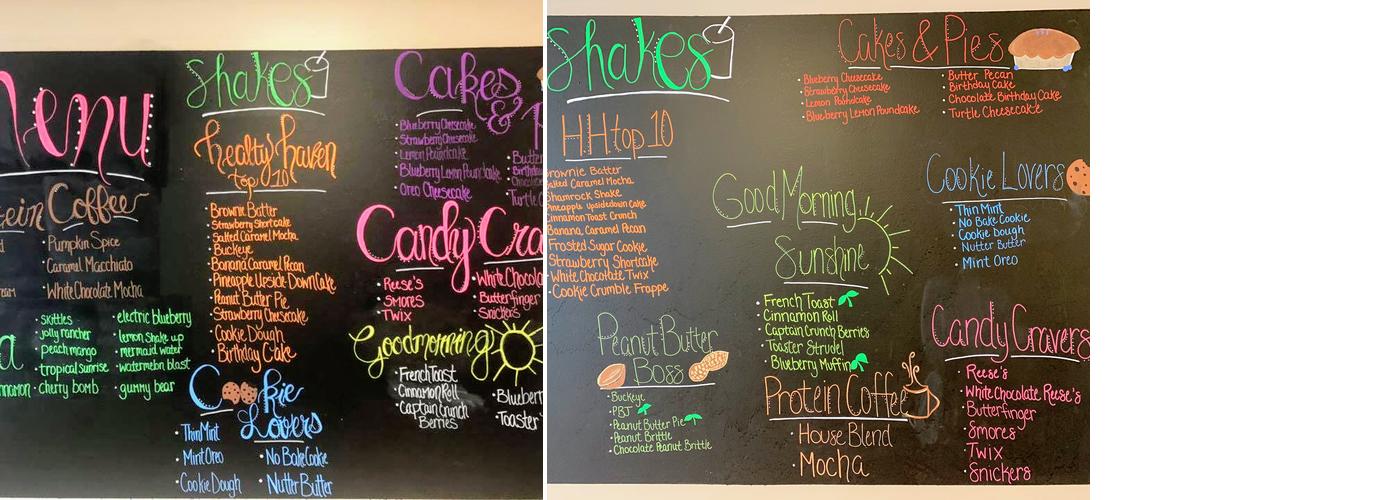 Sblended Nutrition Menu