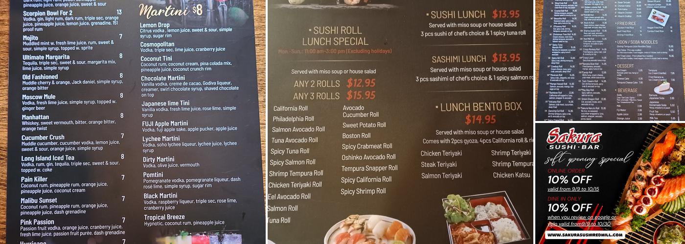 Sakura sushi & bar Menu