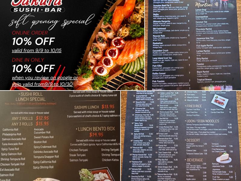 Sakura sushi & bar Menu