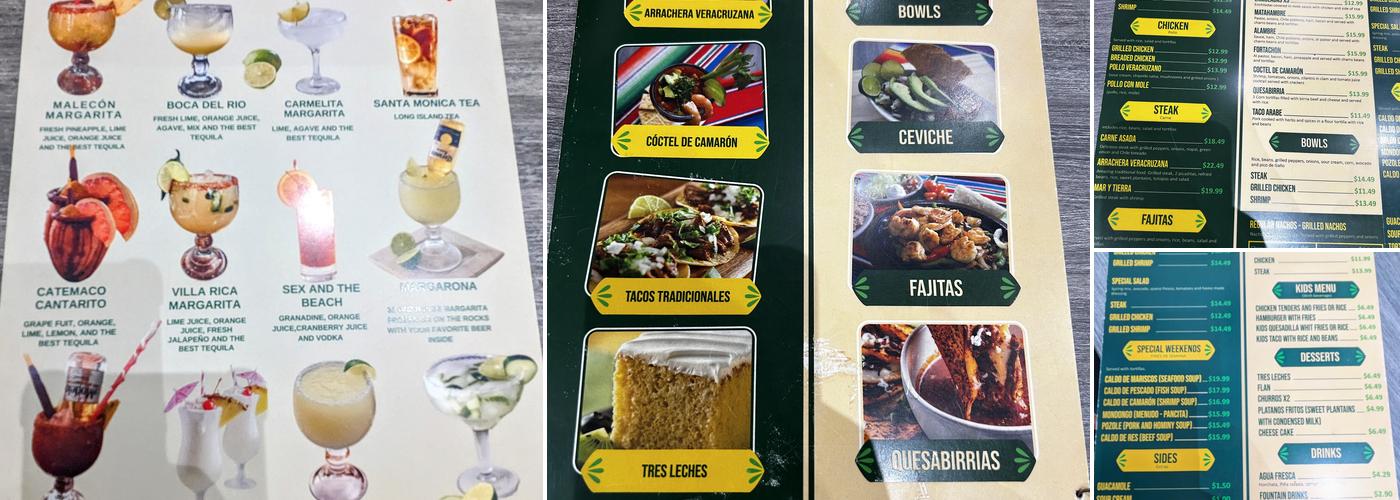 Tacos mi Veracruz Menu