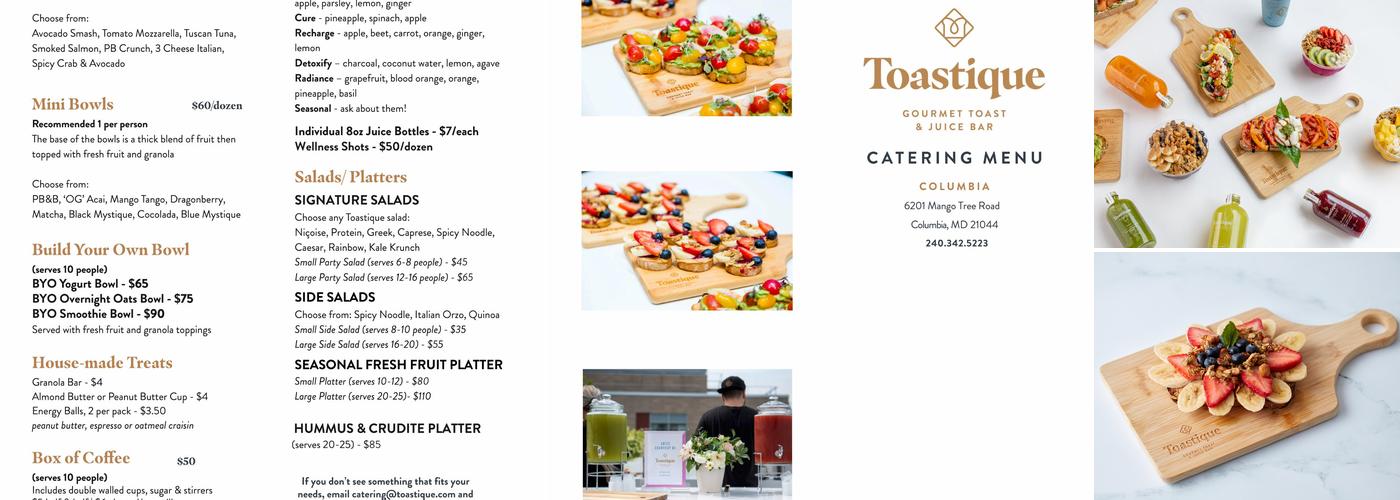 Toastique Menu