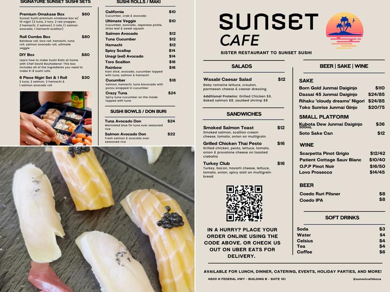 Sunset Presents Menu