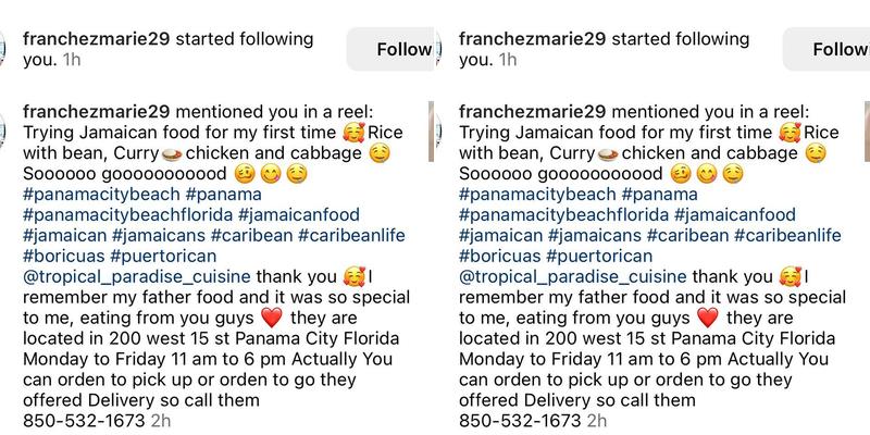 Tropical Paradise Cuisine Menu