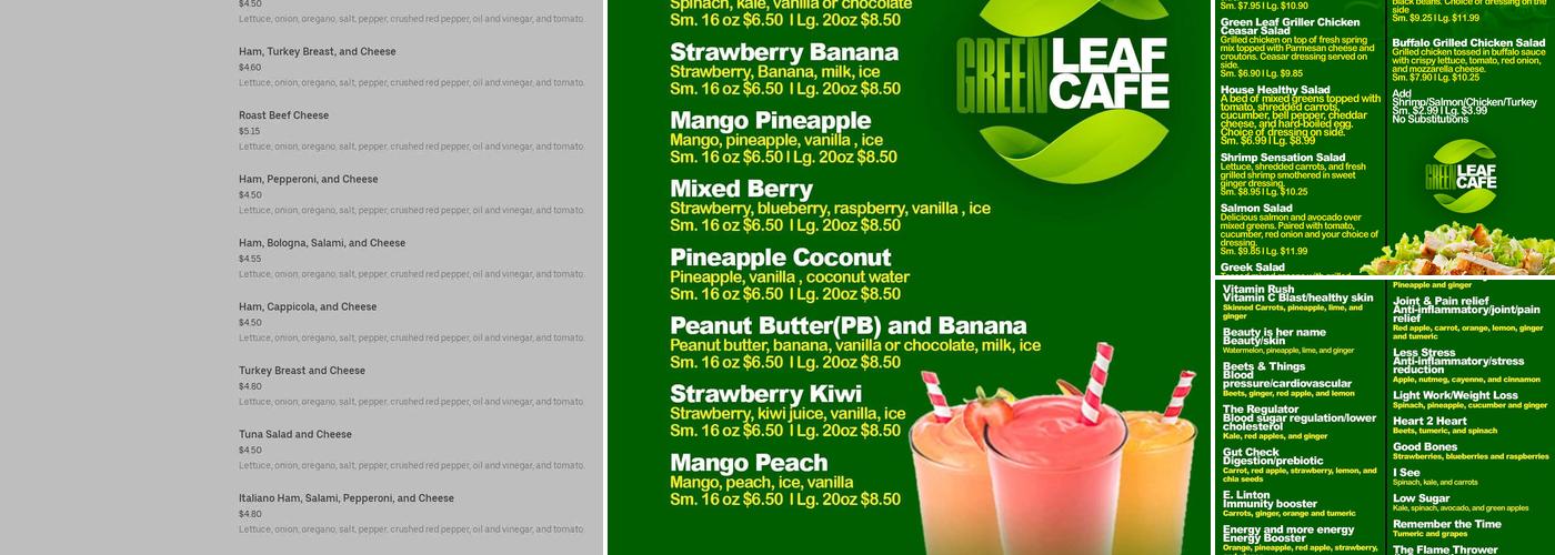 Green leaf cafe Menu