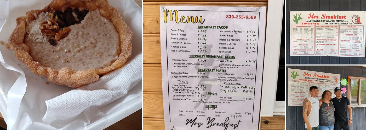 Mrs. Breakfast Menu