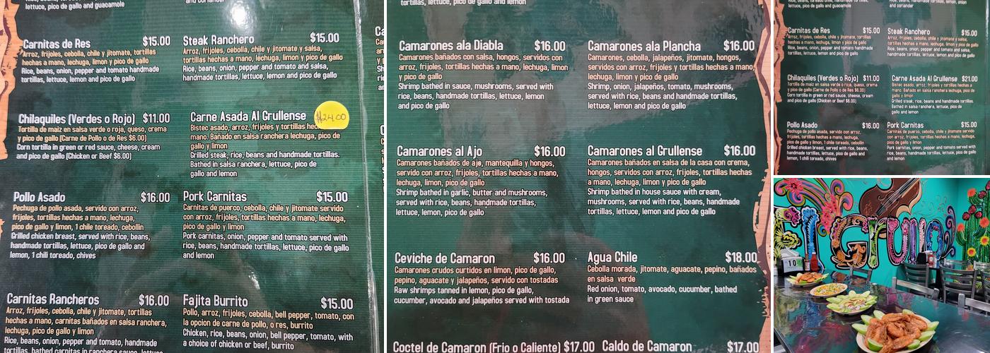 El grullense Menu