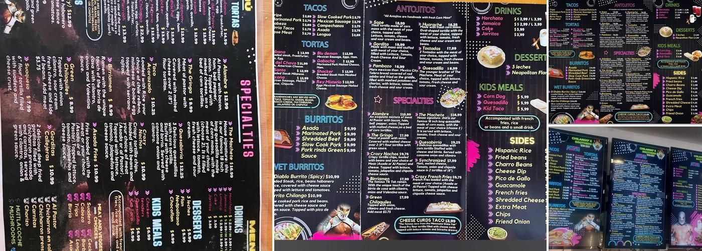Chilangos Brothers Taco Shop Menu